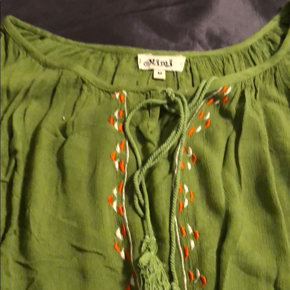 Pheasant top with Tribal embroidered design